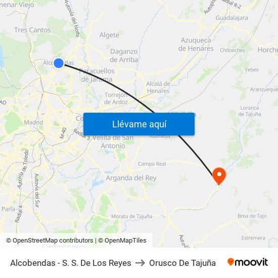 Alcobendas - S. S. De Los Reyes to Orusco De Tajuña map