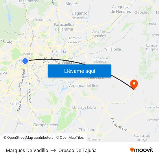 Marqués De Vadillo to Orusco De Tajuña map