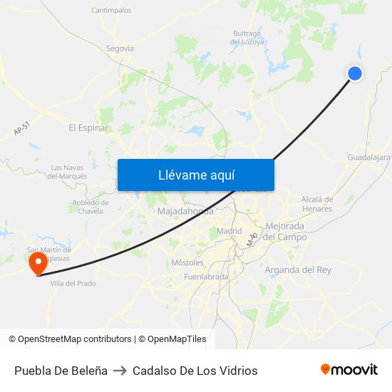 Puebla De Beleña to Cadalso De Los Vidrios map