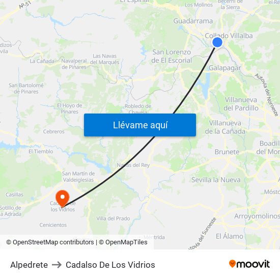 Alpedrete to Cadalso De Los Vidrios map
