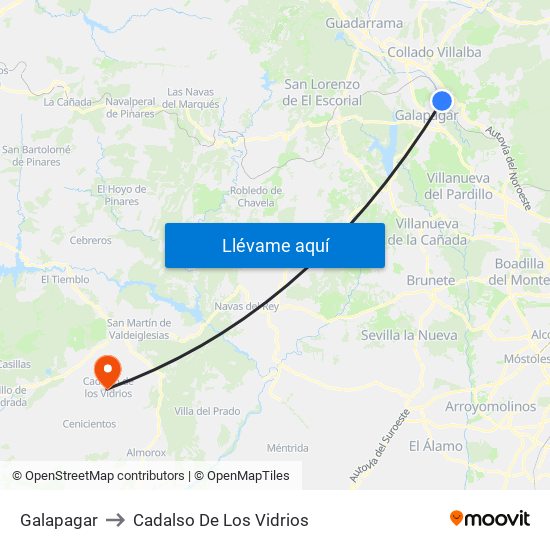 Galapagar to Cadalso De Los Vidrios map