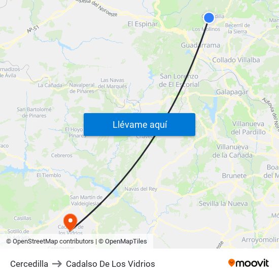 Cercedilla to Cadalso De Los Vidrios map