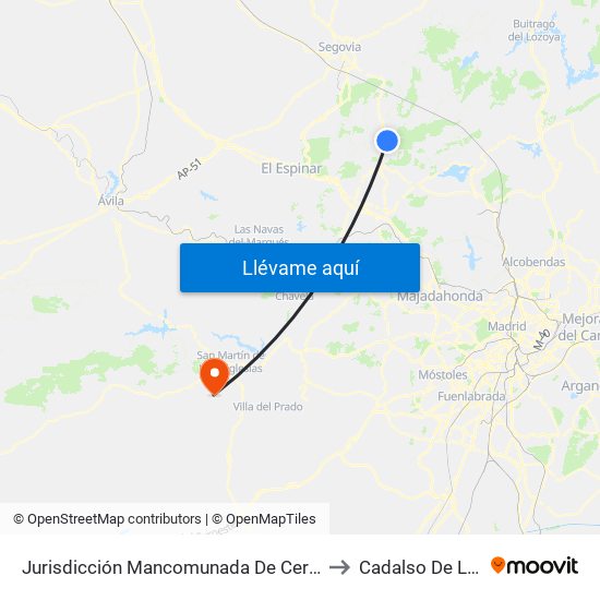 Jurisdicción Mancomunada De Cerdedilla Y Navacerrada to Cadalso De Los Vidrios map