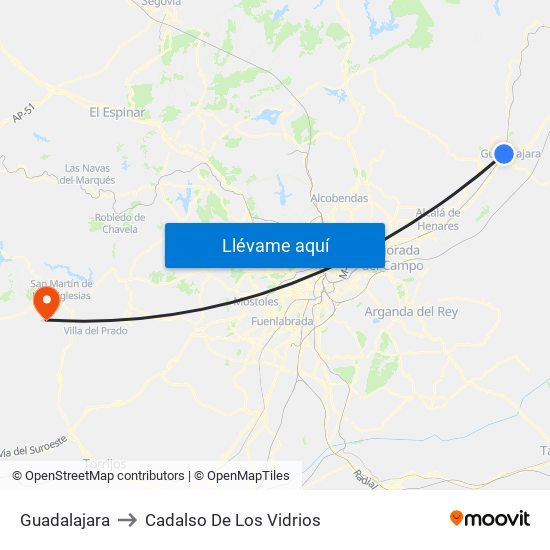 Guadalajara to Cadalso De Los Vidrios map