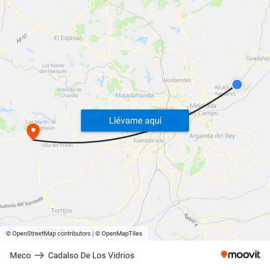 Meco to Cadalso De Los Vidrios map