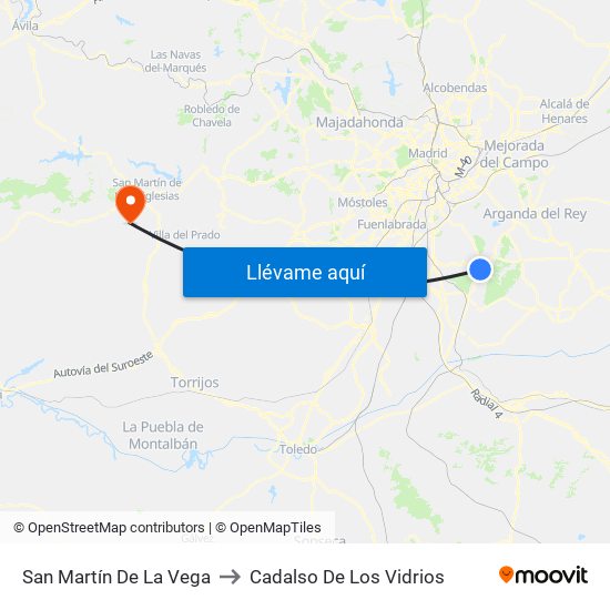 San Martín De La Vega to Cadalso De Los Vidrios map