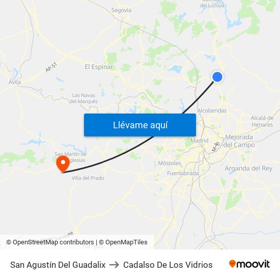 San Agustín Del Guadalix to Cadalso De Los Vidrios map