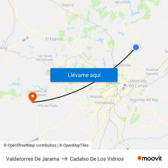 Valdetorres De Jarama to Cadalso De Los Vidrios map