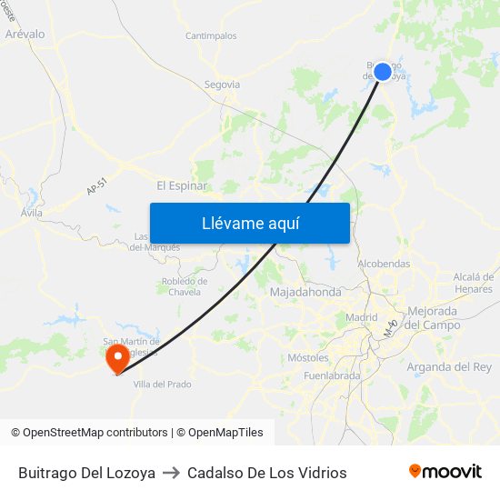 Buitrago Del Lozoya to Cadalso De Los Vidrios map