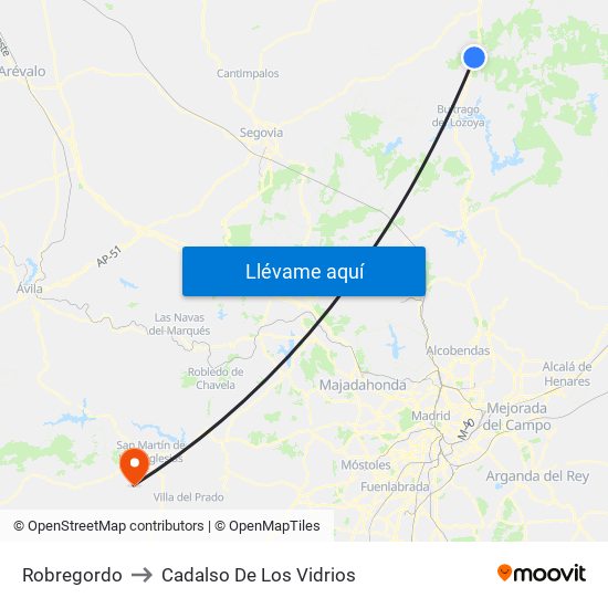 Robregordo to Cadalso De Los Vidrios map