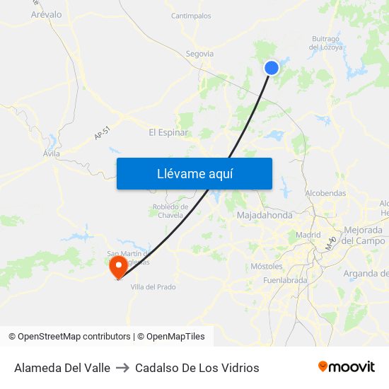 Alameda Del Valle to Cadalso De Los Vidrios map
