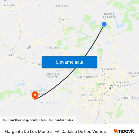 Garganta De Los Montes to Cadalso De Los Vidrios map