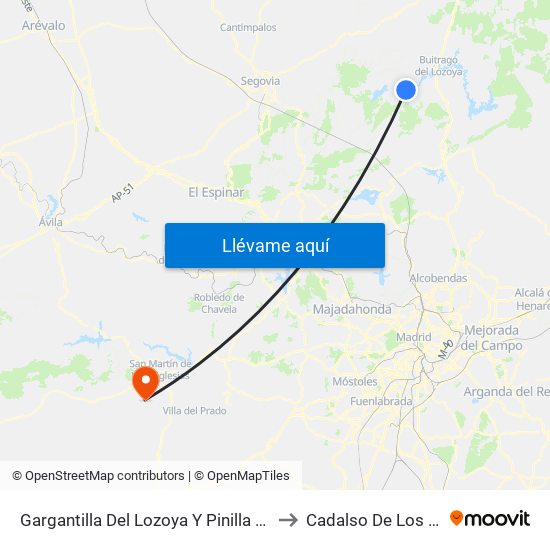 Gargantilla Del Lozoya Y Pinilla De Buitrago to Cadalso De Los Vidrios map