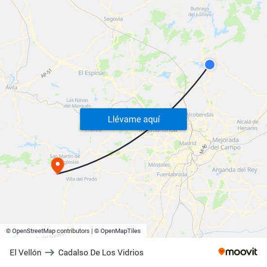 El Vellón to Cadalso De Los Vidrios map