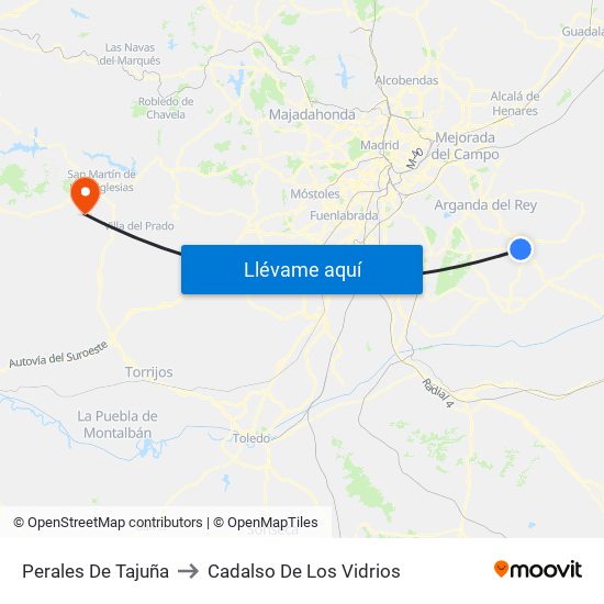 Perales De Tajuña to Cadalso De Los Vidrios map