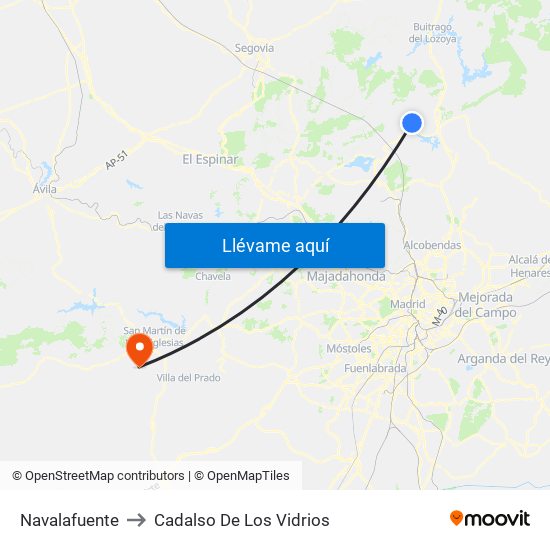 Navalafuente to Cadalso De Los Vidrios map