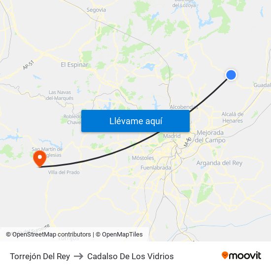 Torrejón Del Rey to Cadalso De Los Vidrios map