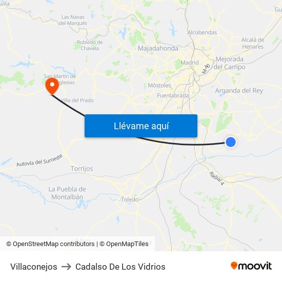 Villaconejos to Cadalso De Los Vidrios map