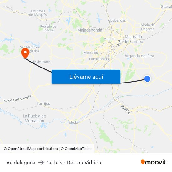Valdelaguna to Cadalso De Los Vidrios map