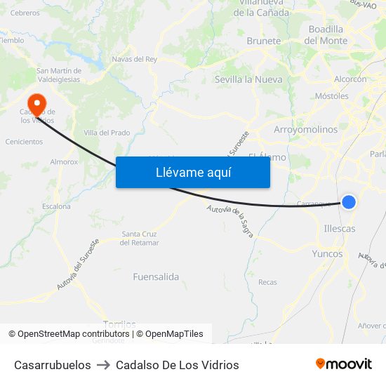 Casarrubuelos to Cadalso De Los Vidrios map