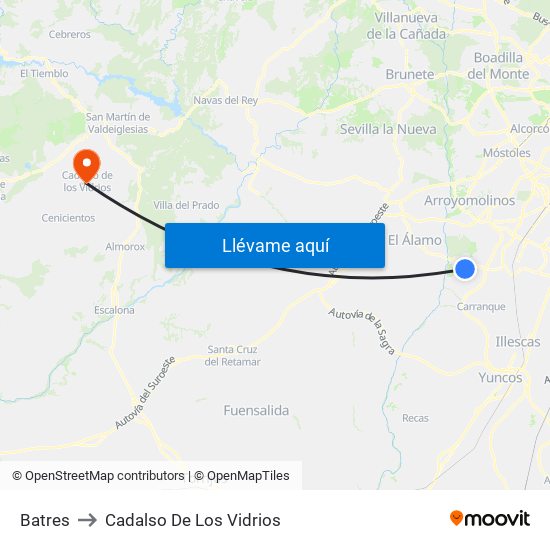 Batres to Cadalso De Los Vidrios map