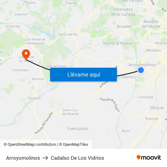 Arroyomolinos to Cadalso De Los Vidrios map
