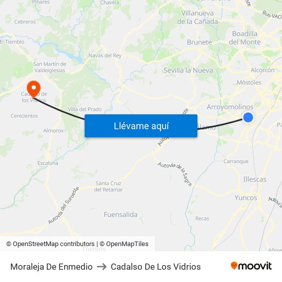 Moraleja De Enmedio to Cadalso De Los Vidrios map