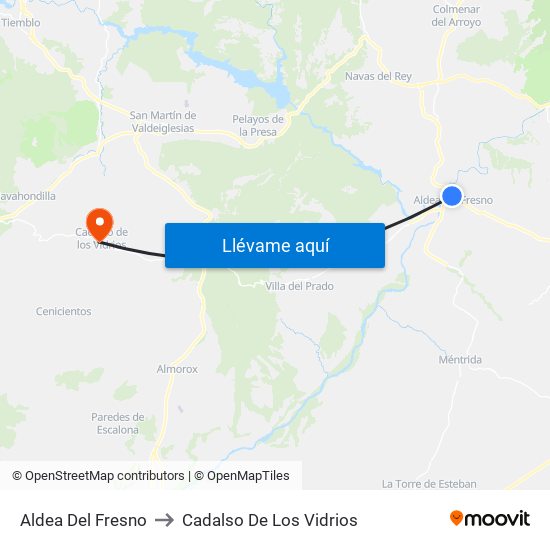 Aldea Del Fresno to Cadalso De Los Vidrios map