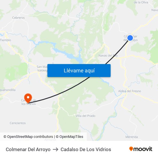 Colmenar Del Arroyo to Cadalso De Los Vidrios map