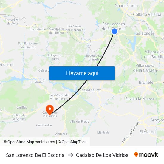 San Lorenzo De El Escorial to Cadalso De Los Vidrios map