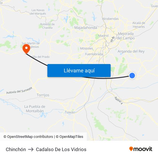 Chinchón to Cadalso De Los Vidrios map