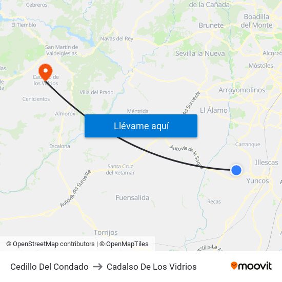Cedillo Del Condado to Cadalso De Los Vidrios map