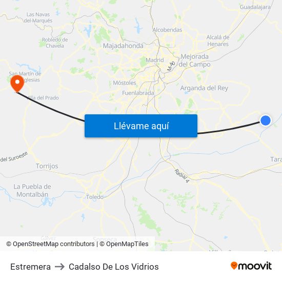 Estremera to Cadalso De Los Vidrios map