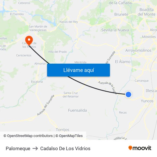Palomeque to Cadalso De Los Vidrios map