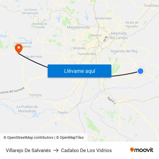 Villarejo De Salvanés to Cadalso De Los Vidrios map