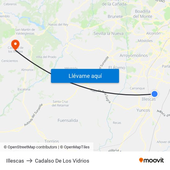 Illescas to Cadalso De Los Vidrios map
