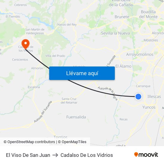El Viso De San Juan to Cadalso De Los Vidrios map
