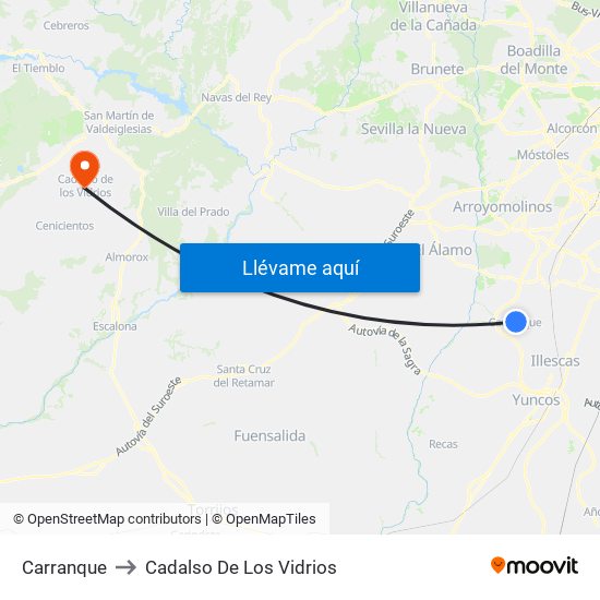 Carranque to Cadalso De Los Vidrios map