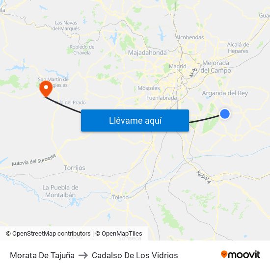 Morata De Tajuña to Cadalso De Los Vidrios map