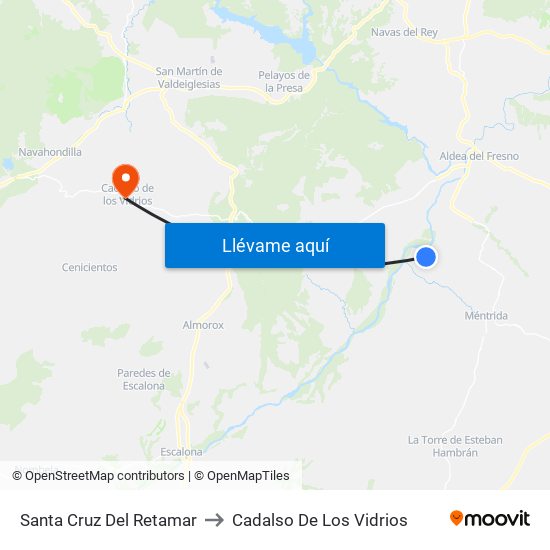 Santa Cruz Del Retamar to Cadalso De Los Vidrios map