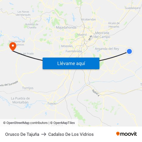 Orusco De Tajuña to Cadalso De Los Vidrios map