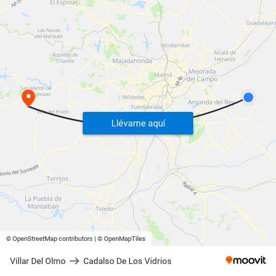 Villar Del Olmo to Cadalso De Los Vidrios map