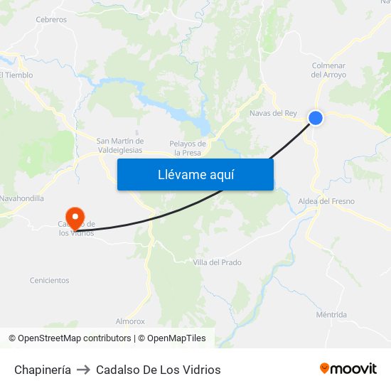 Chapinería to Cadalso De Los Vidrios map