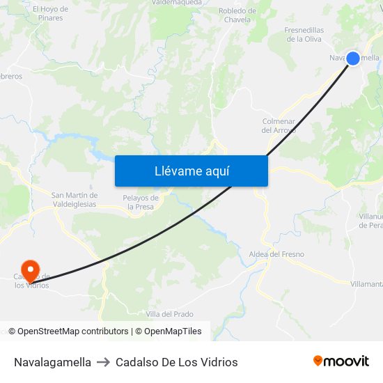 Navalagamella to Cadalso De Los Vidrios map