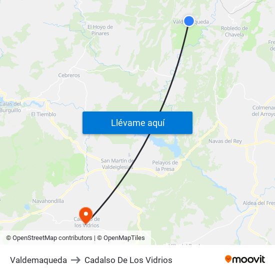 Valdemaqueda to Cadalso De Los Vidrios map
