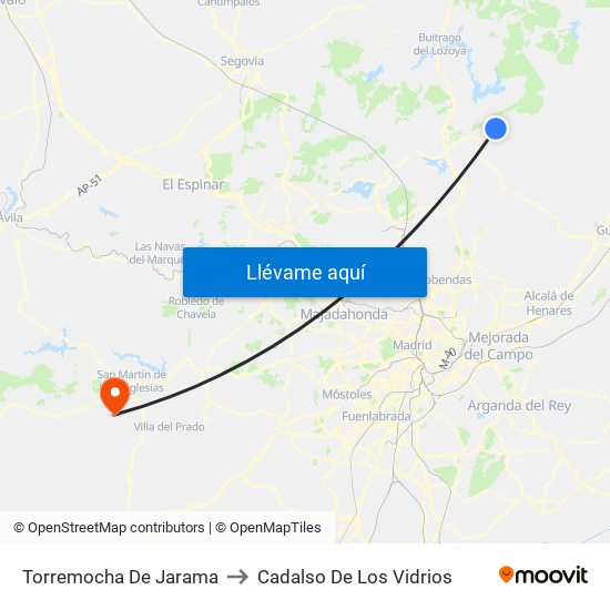 Torremocha De Jarama to Cadalso De Los Vidrios map