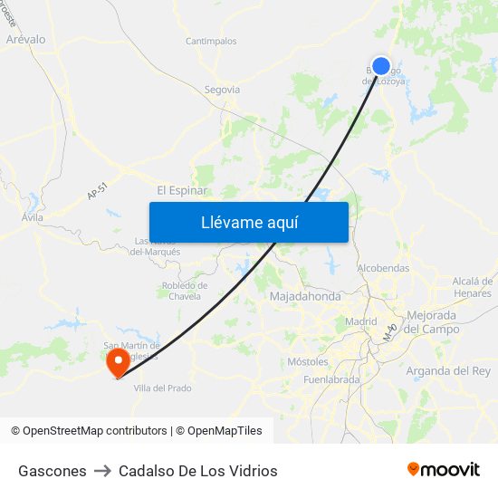 Gascones to Cadalso De Los Vidrios map