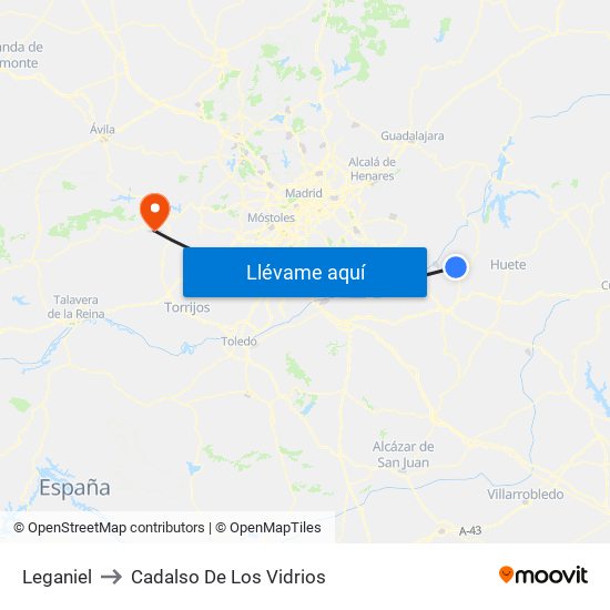 Leganiel to Cadalso De Los Vidrios map