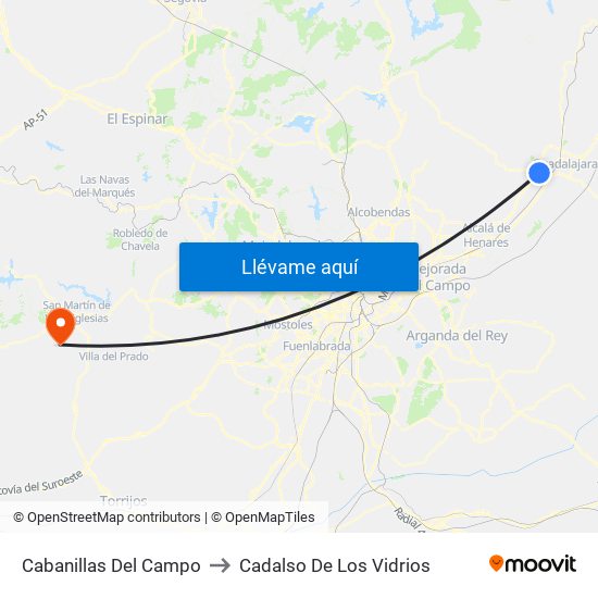 Cabanillas Del Campo to Cadalso De Los Vidrios map