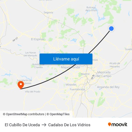 El Cubillo De Uceda to Cadalso De Los Vidrios map
